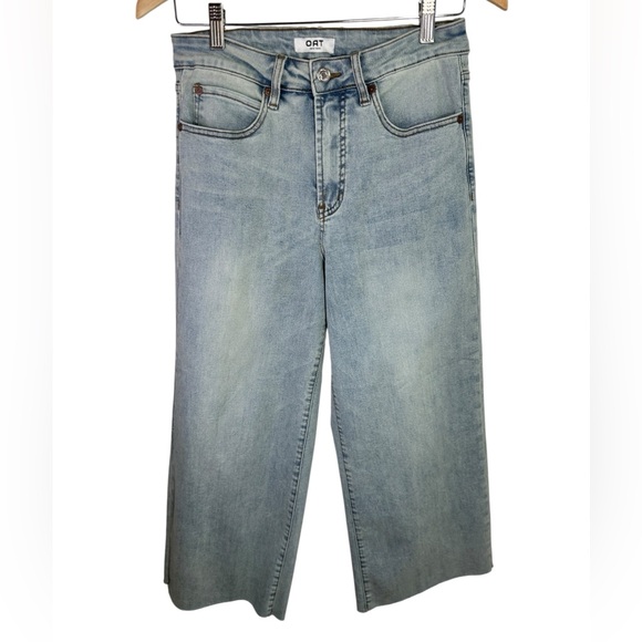 OAT New York High-Waisted Light Wash Wide Leg Crop Jeans Size 28 - Picture 1 of 12